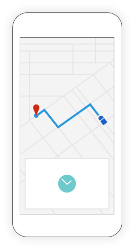 CAA Service Tracker shows CAA driver's location on a map inside a cell phone