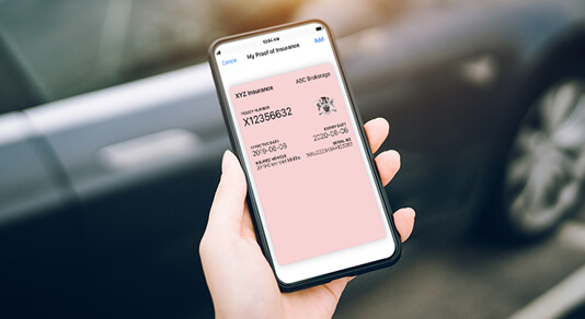 A phone screen showing the insurance pink slip