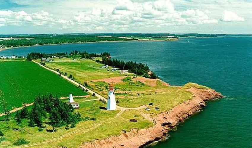 Aerial view of Seacow Head Lighthouse.