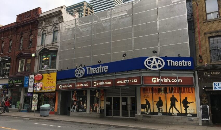 Wide angle view of CAA Mirvish Theatre exterior.