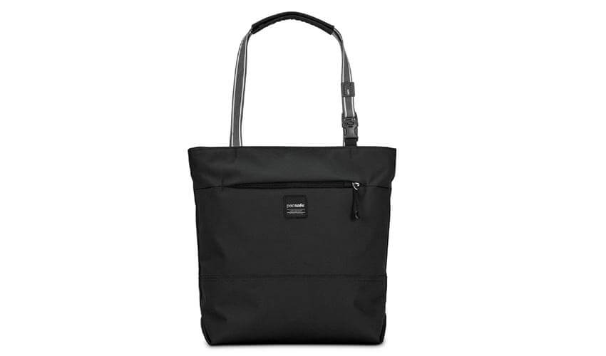 A black Pacsafe Slingsafe® LX200 Anti-Theft Compact Tote