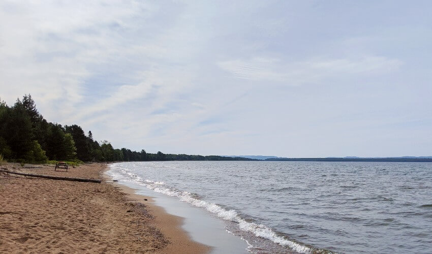 Beach shoreline located within Pancake Bay Provincial Park, Ontario.