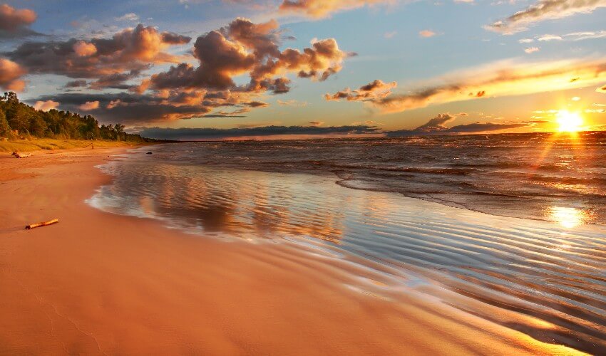 Lake Huron beach at sunset - Grand Bend, Ontario.