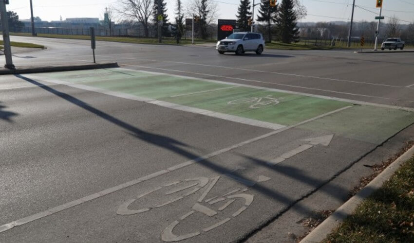 Bike box lane on the street.