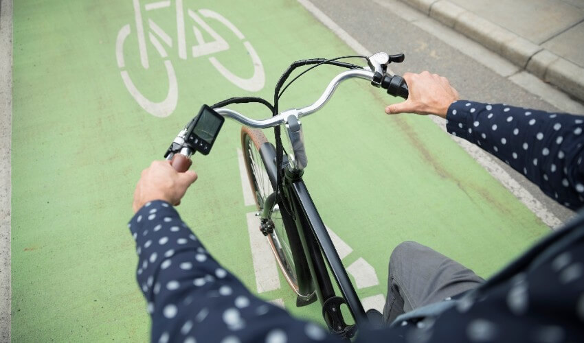 Bike pavement markings and signage.