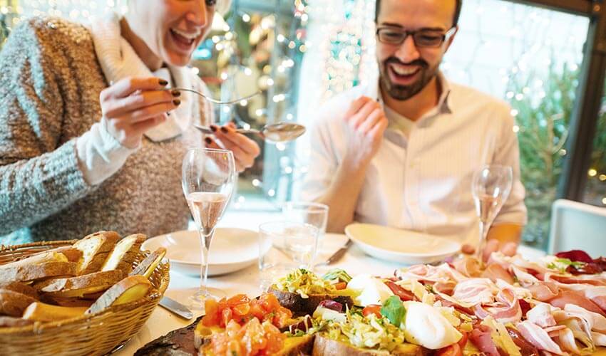 Couple enjoying Italian cuisine