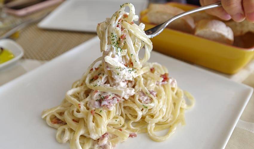 Simple yet divine: Spaghetti Carbonara, the signature dish of Rome.