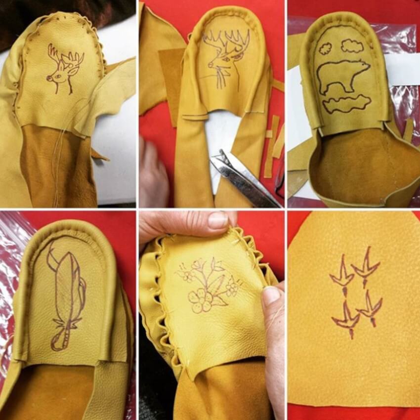 Moccasin making.