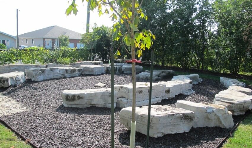 Newly revitalized JG Simcoe Green space.