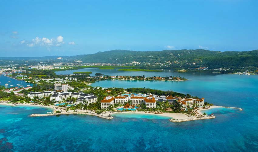 Aerial view of Secrets St. James resort in Montego Bay, Jamaica