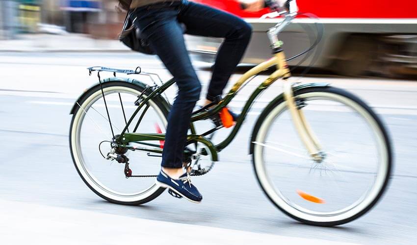 A cyclist in downtown Toronto.