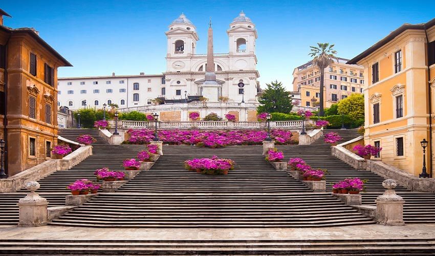 Long and wide staircase in the Piazza di Spagna