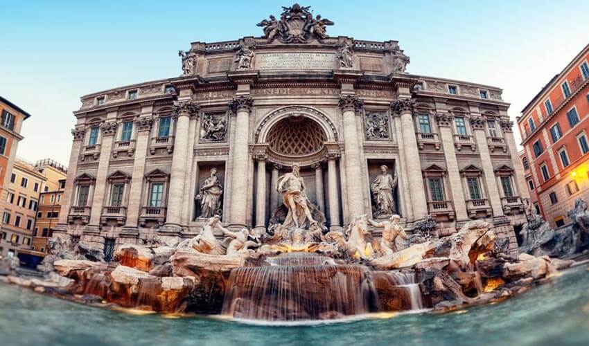 Statues in the Trevi Fountain.