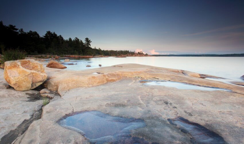 Rocky shoreline at Killbear Provincial Park.