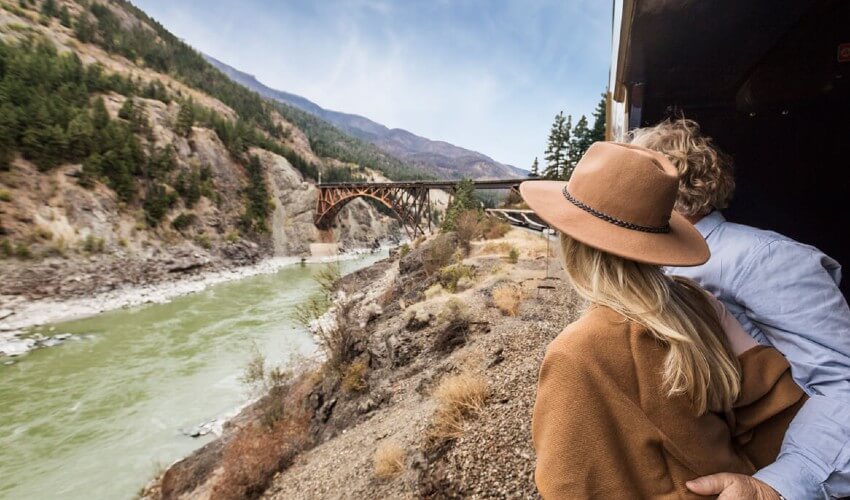 Couple gazing at the great outdoors.