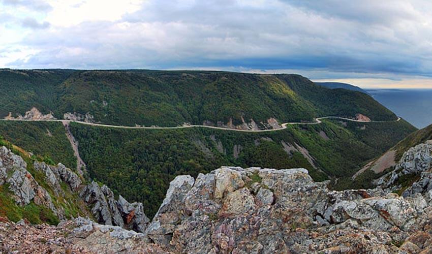 A view of the Cabot Trail from a distance.