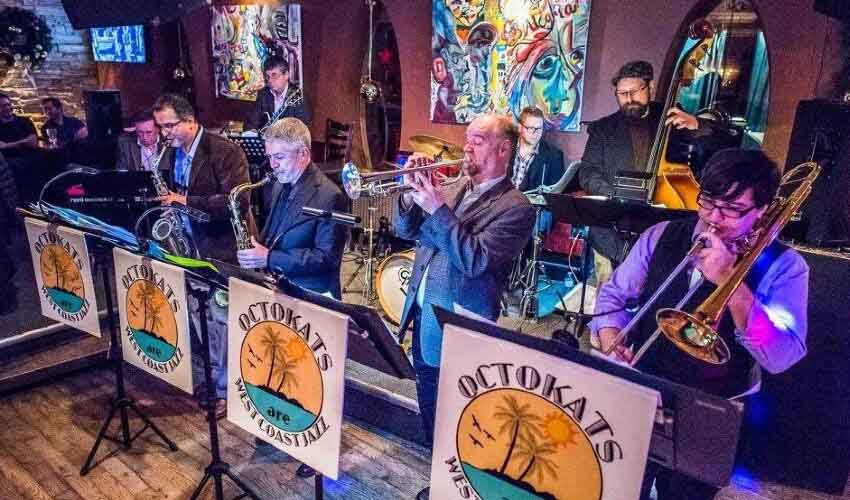 West Coast Jazz specialists, The Octokats, performing on stage.