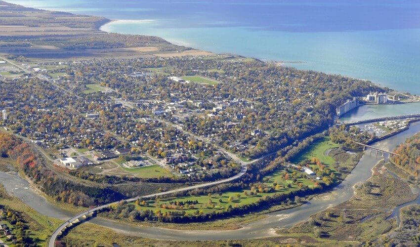 Aerial view of Goderich, Ontario.