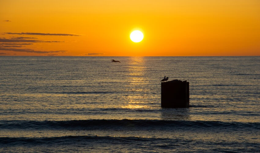 Sunset along the water in Goderich.