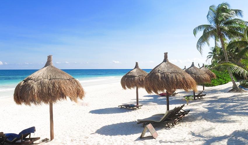 White sandy beach in Mexico