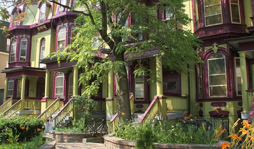 Classic Cabbagetown Victorian homes in Toronto.