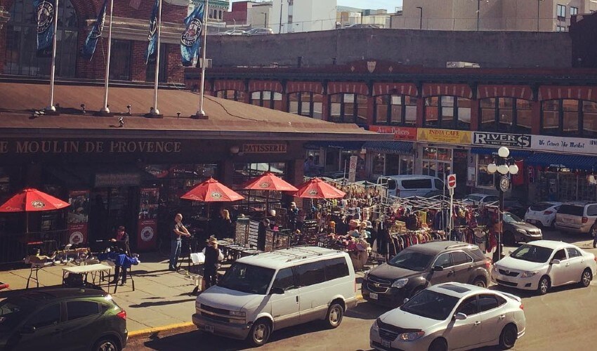 People walking around Byward Market.