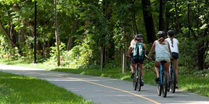 Cycling on the Spurline Trail in Waterloo Ontario