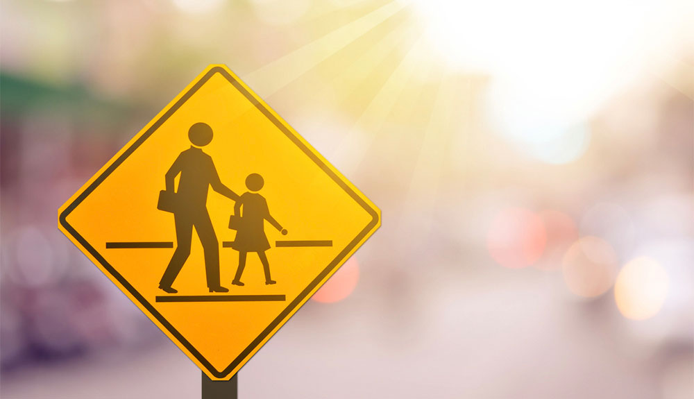 Closeup of crosswalk sign