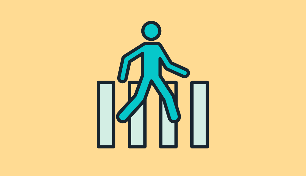 Illustration of person walking on crosswalk