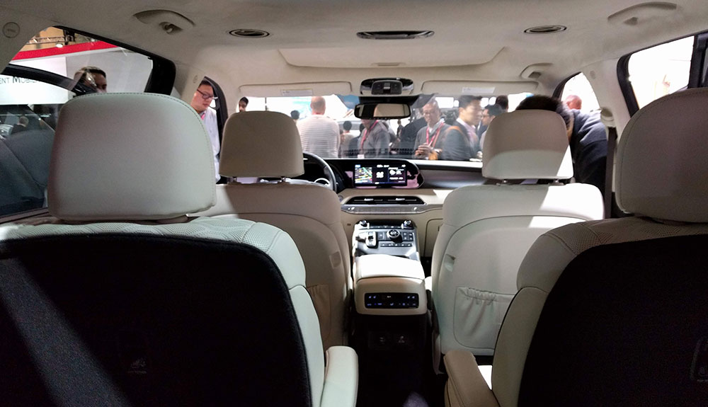 Interior shot of the spacious Hyundai Palisade with three rows of seating