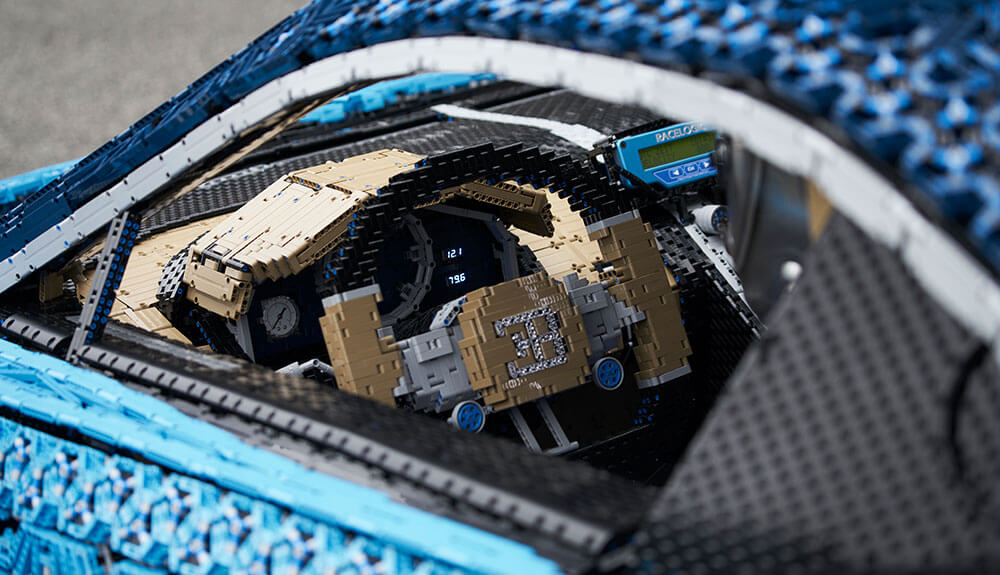 Life-sized Bugatti Chiron made of Lego building blocks