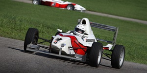 Student on the track at a racing school