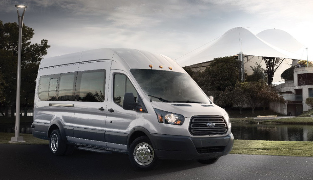 Ford Transit driving on a road