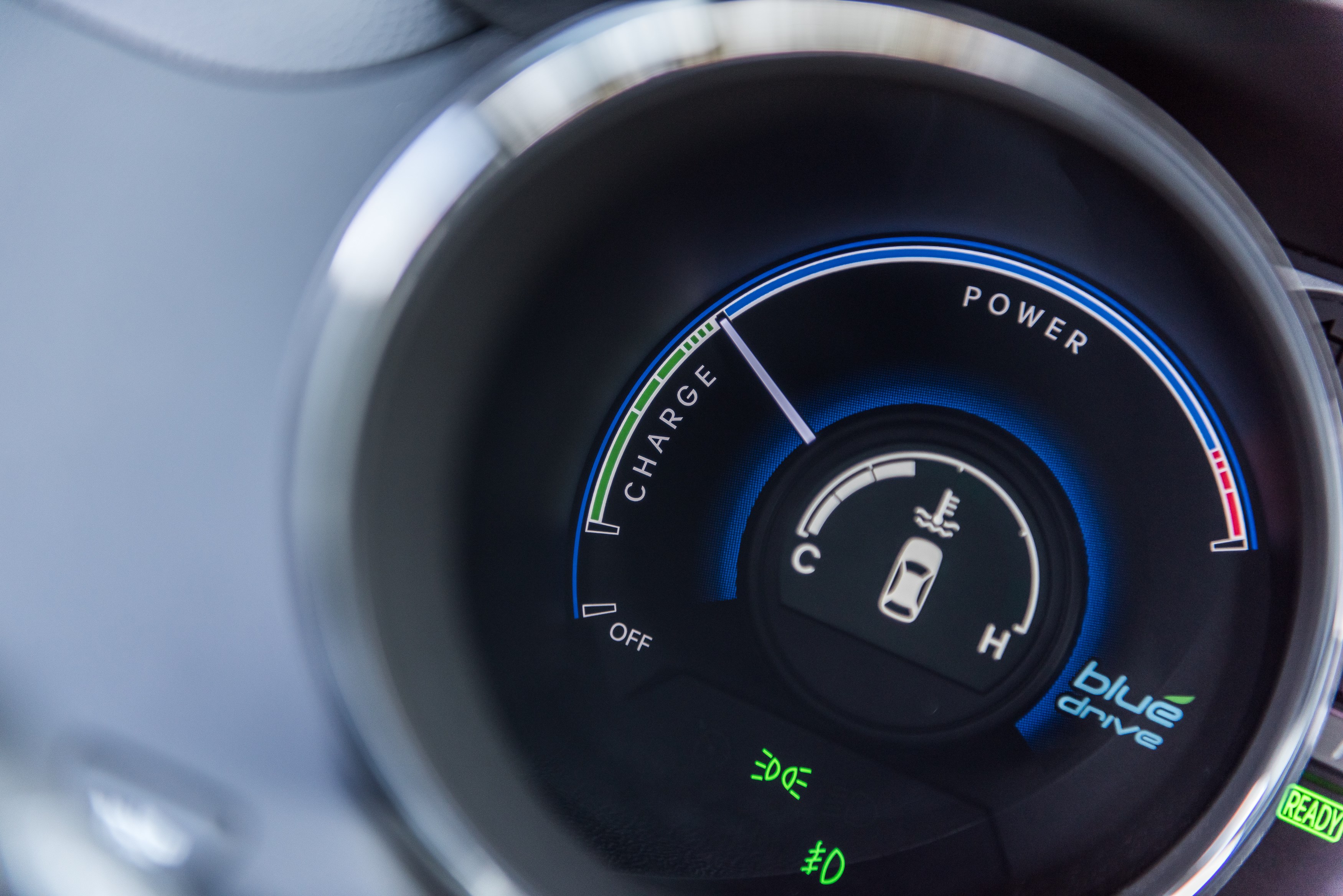 Close up of a fuel display in the interior of a car
