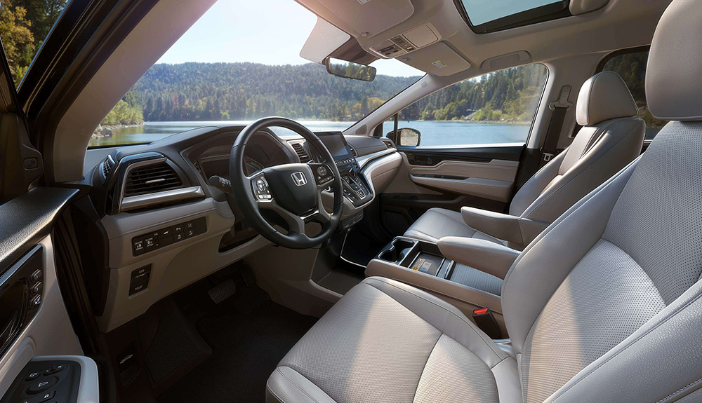 Interior of a 2018 Honda Odyssey while outside by a lake