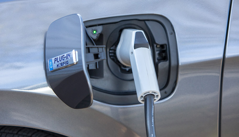 Close up of an electric charger plugged into 2018 Honda Clarity