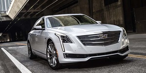 Silver 2018 Cadillac CT6 Platinum driving down freeway