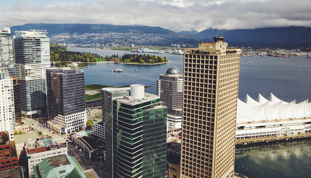 Stunning view of buildings in Vancouver by the coast