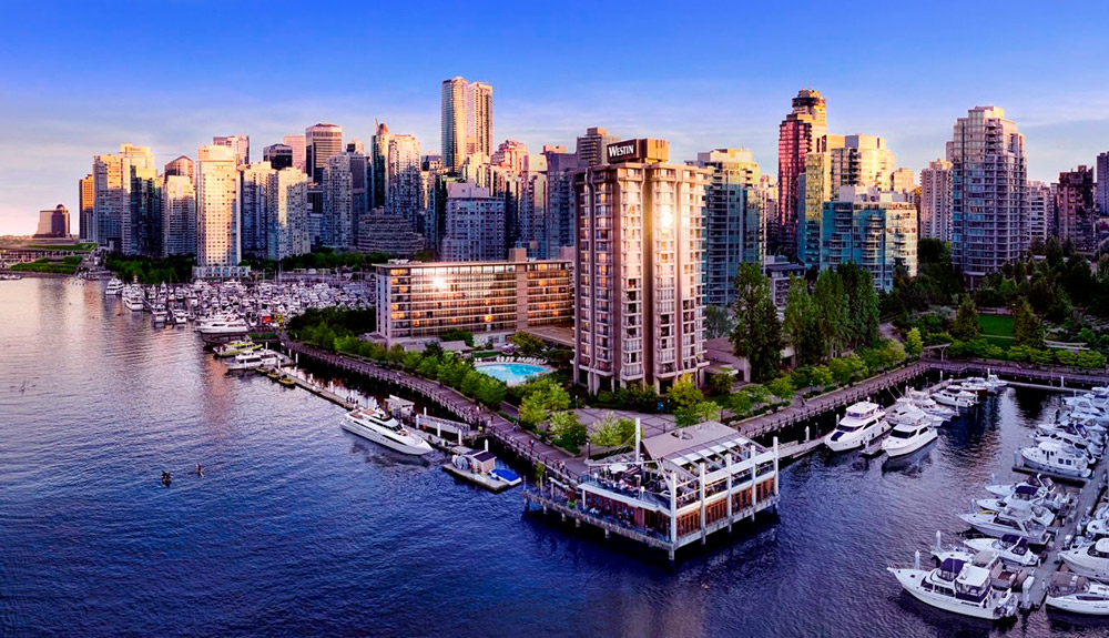 The Westin Bayshore hotel in seen from the Vancouver waterfront