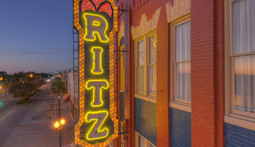 Outside the Ritz Theatre in Brunswick