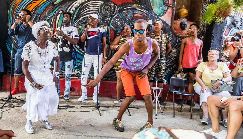 Musicians play a show in the streets of Havana