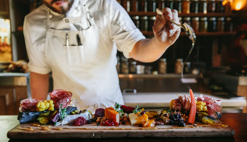 A charcuterie board from the Fairmont Banff