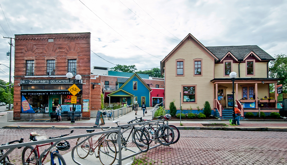 Outside Zingerman's Deli in Ann Arbor, Michigan