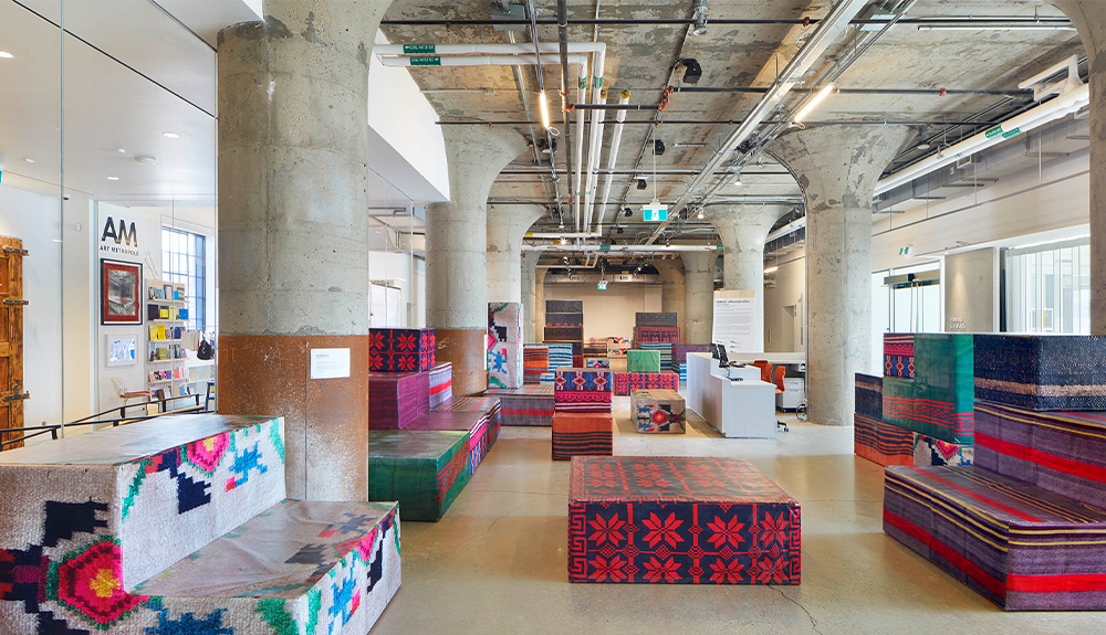 A contemporary art museum housed in an industrial building.