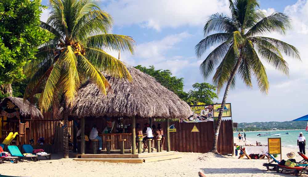 Bourbon Beach restaurant and bar on Seven Mile Beach in Negril, Jamaica