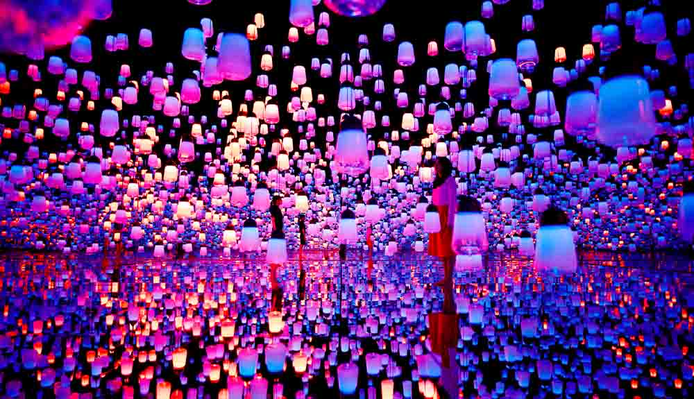 The Forest of Resonating Lamps exhibit is shown 