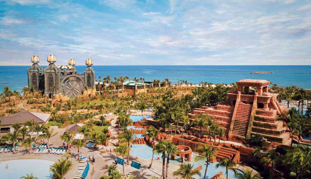 Mayan temple replica at the Aquaventure Waterpark in the Bahamas
