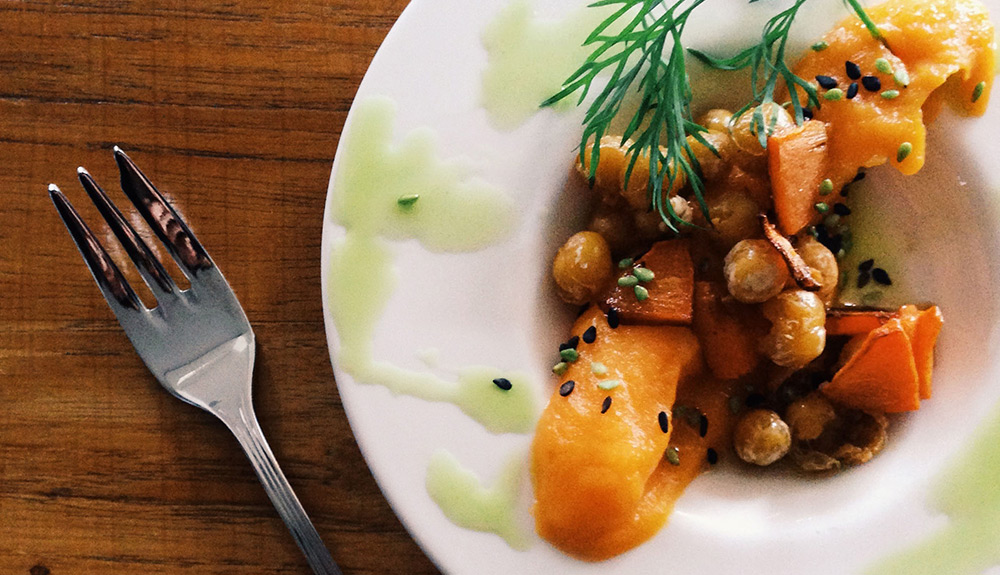 A bright and seasonal dish made with chickpeas, dill and squash at the Hotel Budir