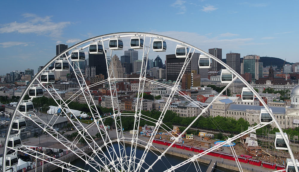 The top view of La Grand Roue de Montreal during the daytime