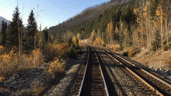 Gif of the railroad track through the Rocky Mountains